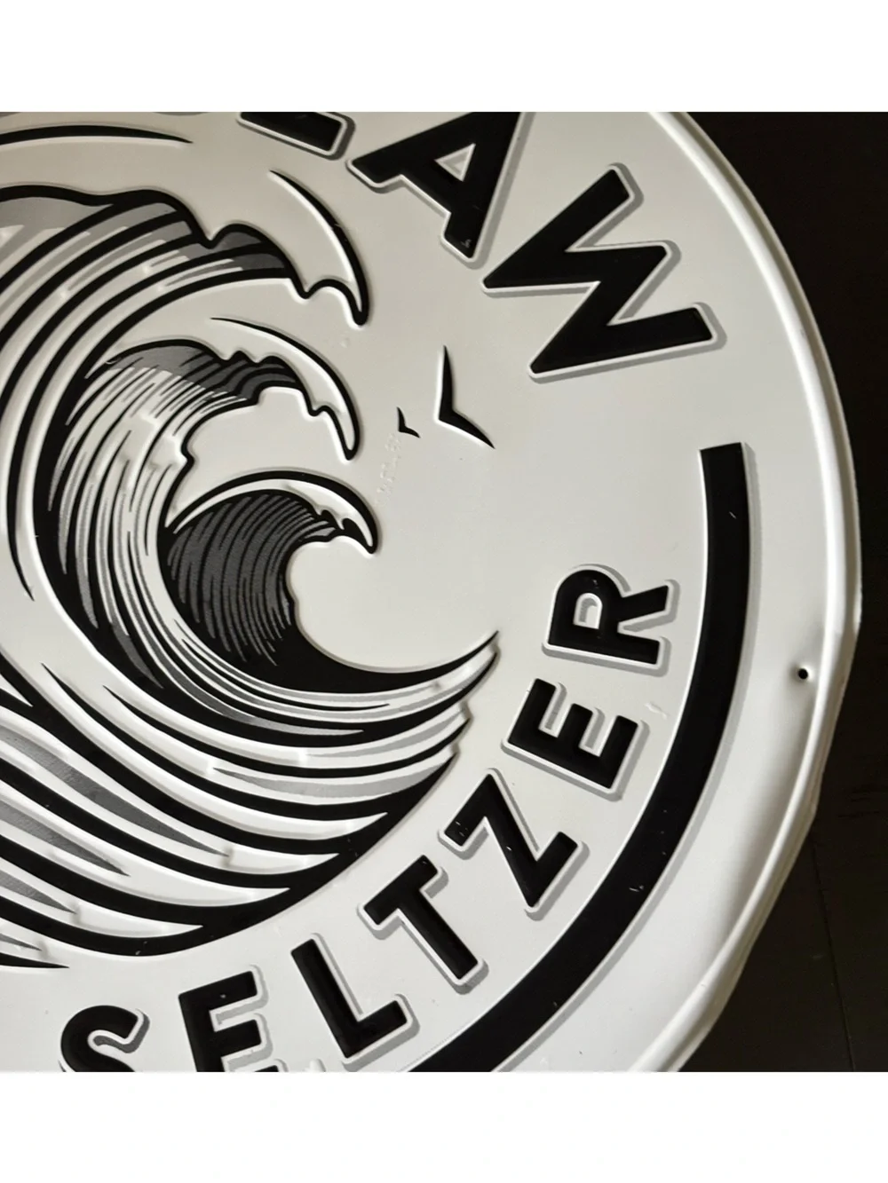 White Claw Hard Seltzer Round Wall Sign - Black & White